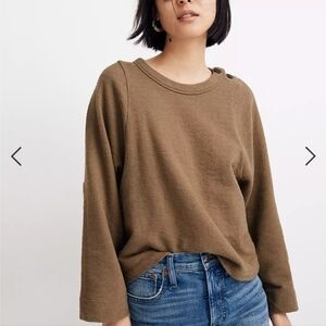 Madewell Shoulder-Button-Elbow Patch Top Size Small